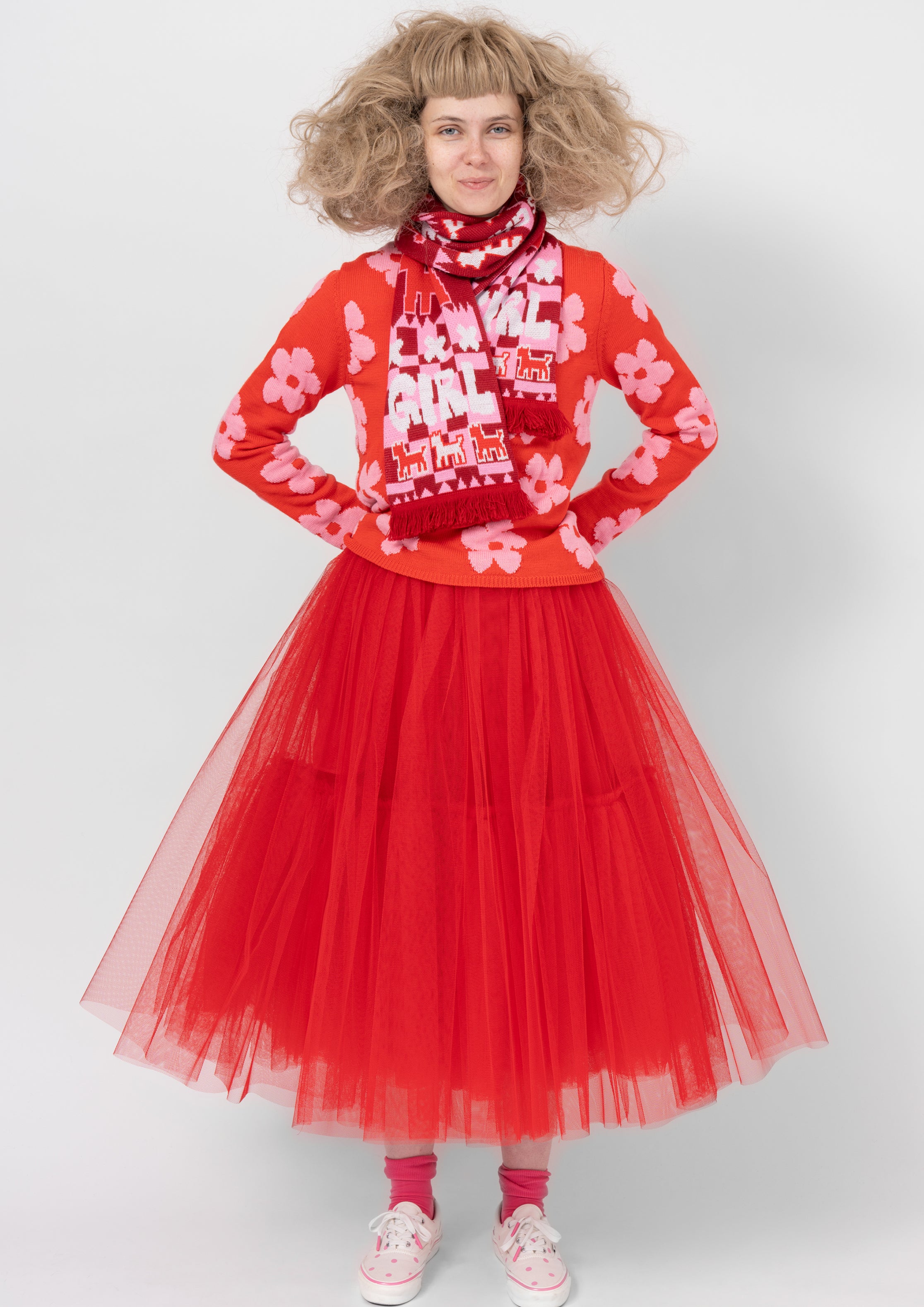 Fashion model wearing a COMME DES GARÇONS GIRL AW26 outfit