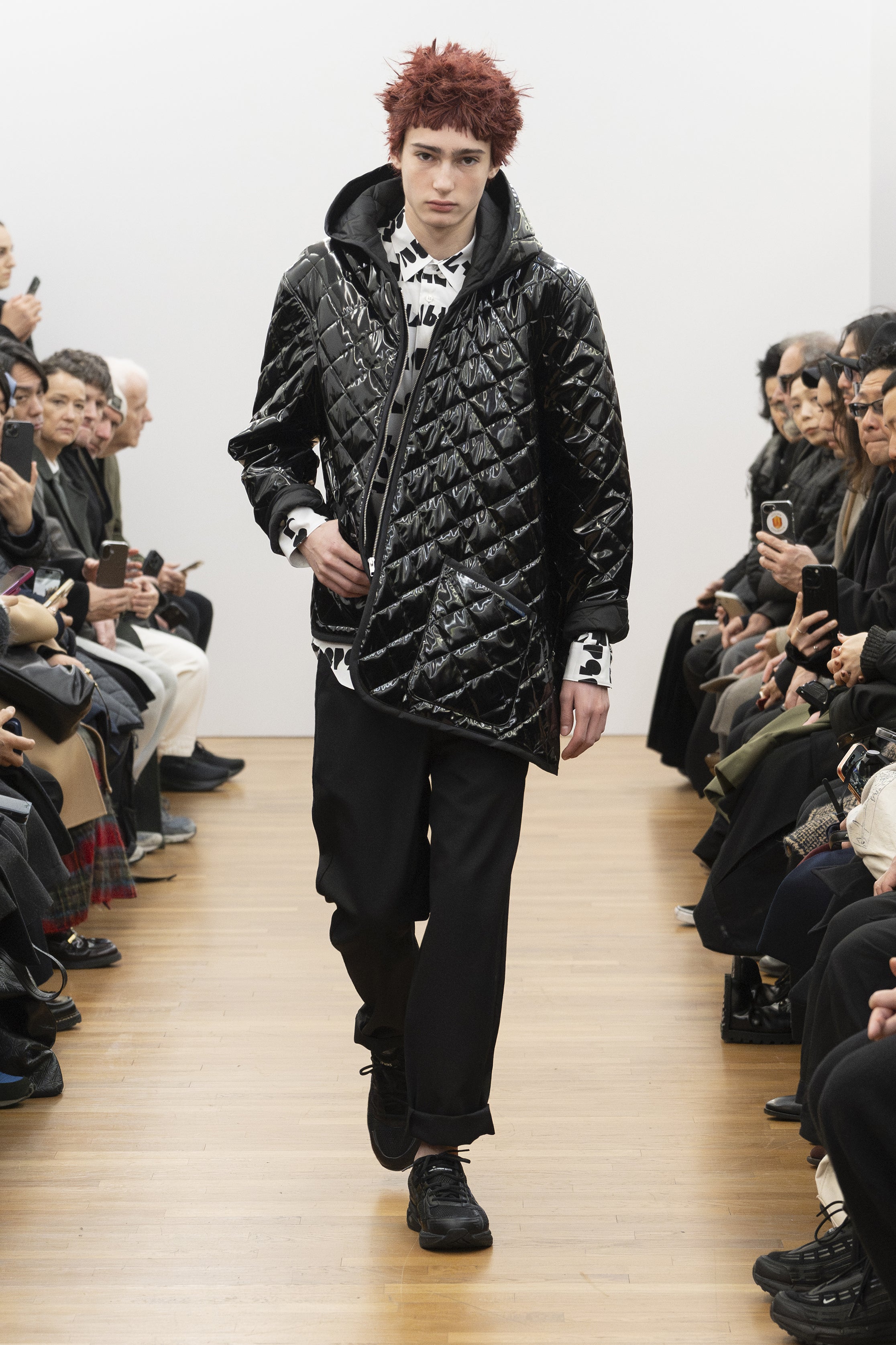 Fashion model wearing a COMME DES GARÇONS SHIRT AW26 outfit