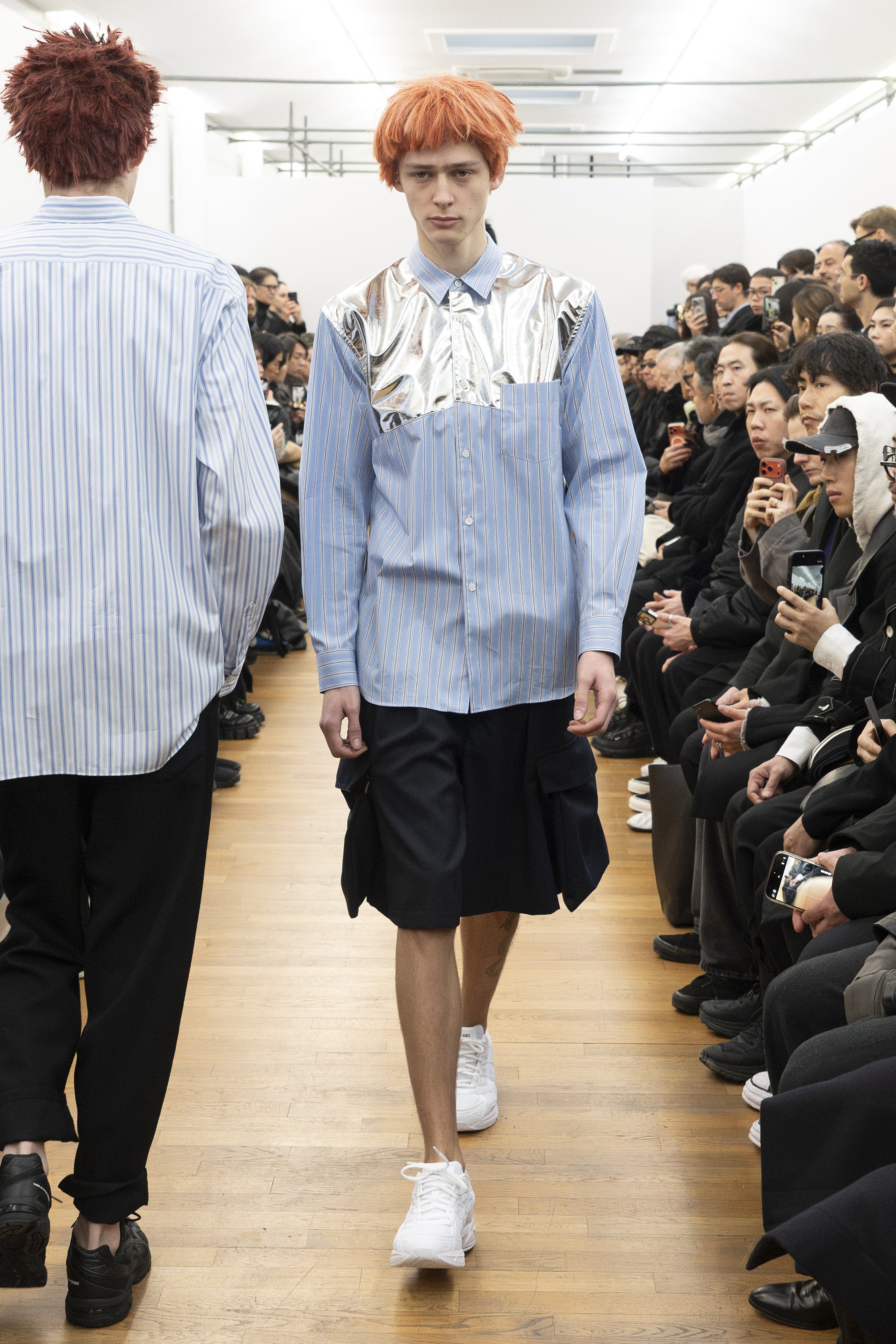 Fashion model wearing a COMME DES GARÇONS SHIRT AW26 outfit