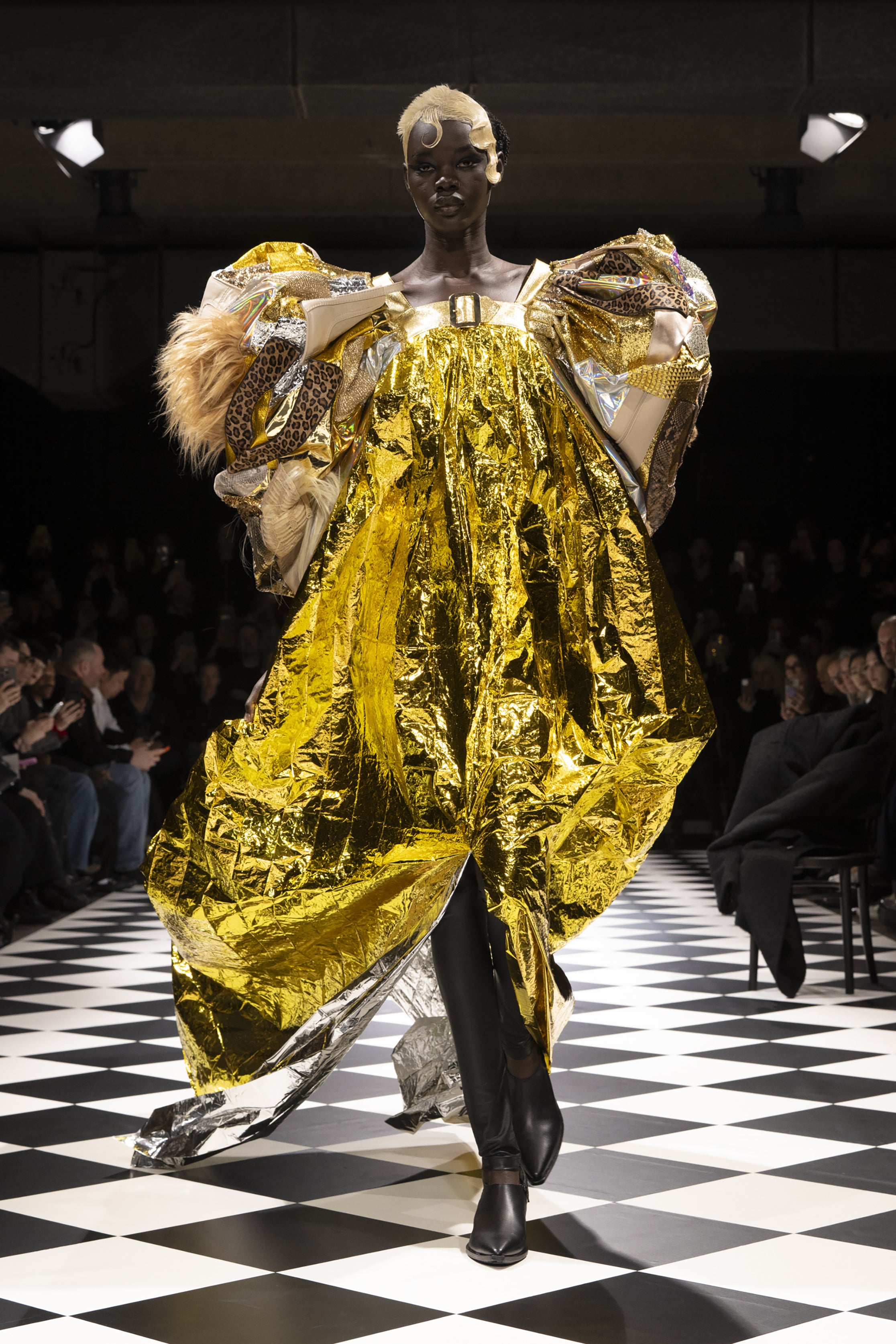 Fashion model wearing a JUNYA WATANABE AW26 outfit