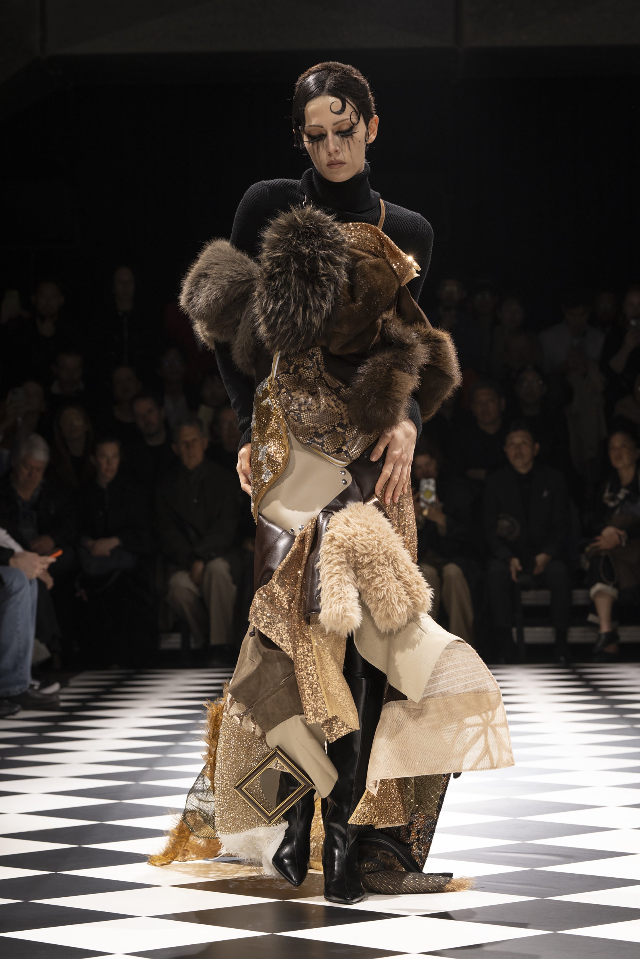 Fashion model wearing a JUNYA WATANABE AW26 outfit