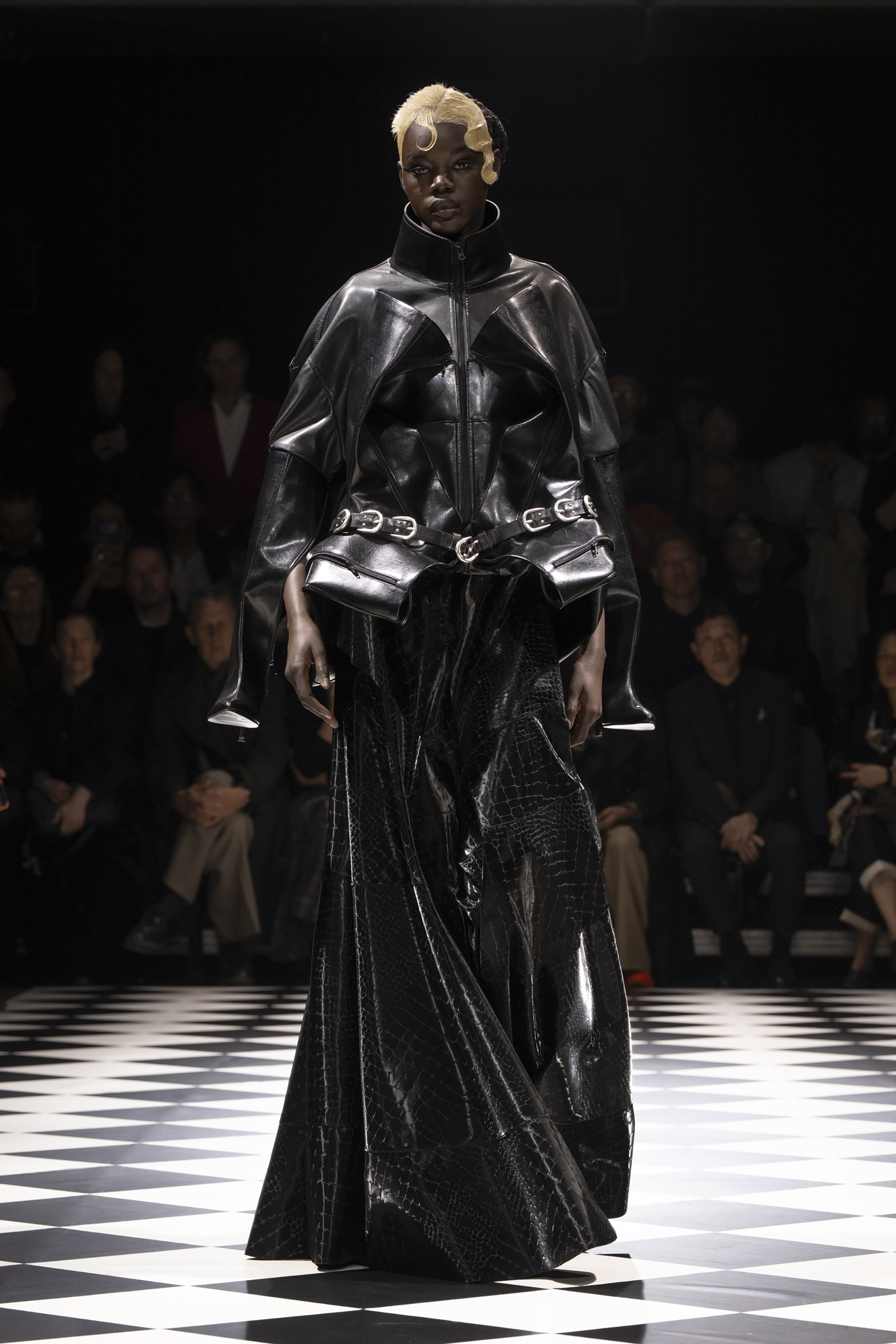Fashion model wearing a JUNYA WATANABE AW26 outfit