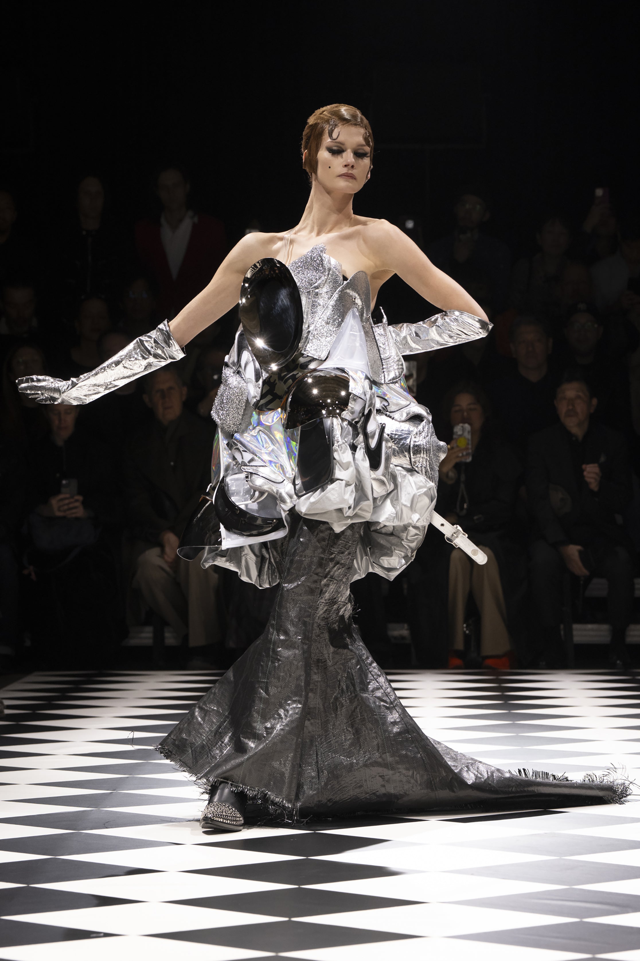 Fashion model wearing a JUNYA WATANABE AW26 outfit
